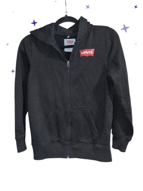 Levi’s Women’s Black Full Zip Hoodie Red Logo Sweatshirt Size 14/16